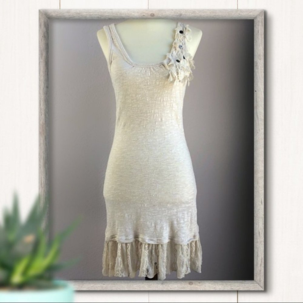 Blue Bird Knit Lace Tank Dress